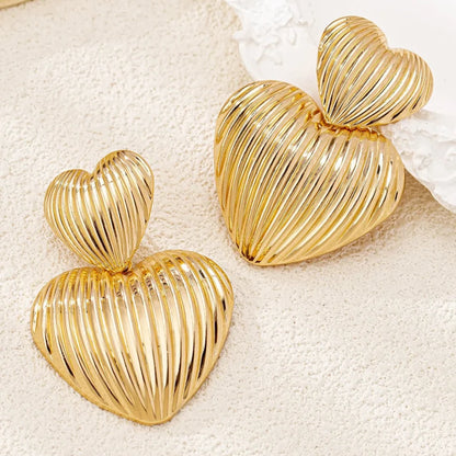 Rippled Heart Drop Earrings