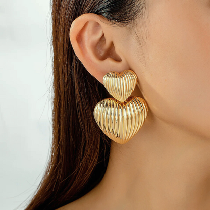 Rippled Heart Drop Earrings